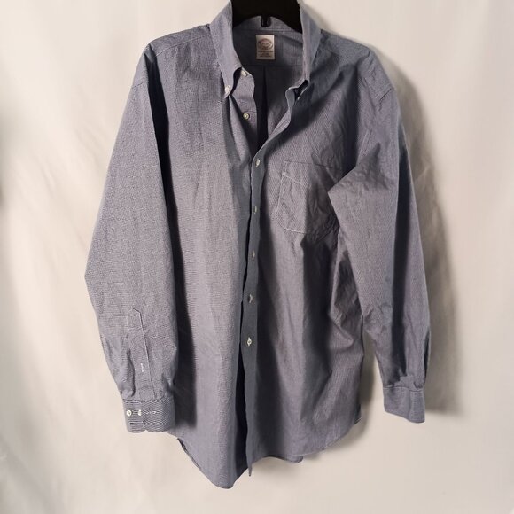 Brooks Brothers 346 Non Iron Blue Micro Check Dress Shirt Mens 17.5 4/5 - Picture 4 of 6